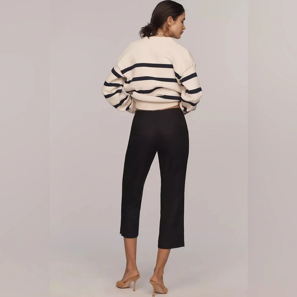 Reformation Petra Linen Pedal Pusher Pants in Black